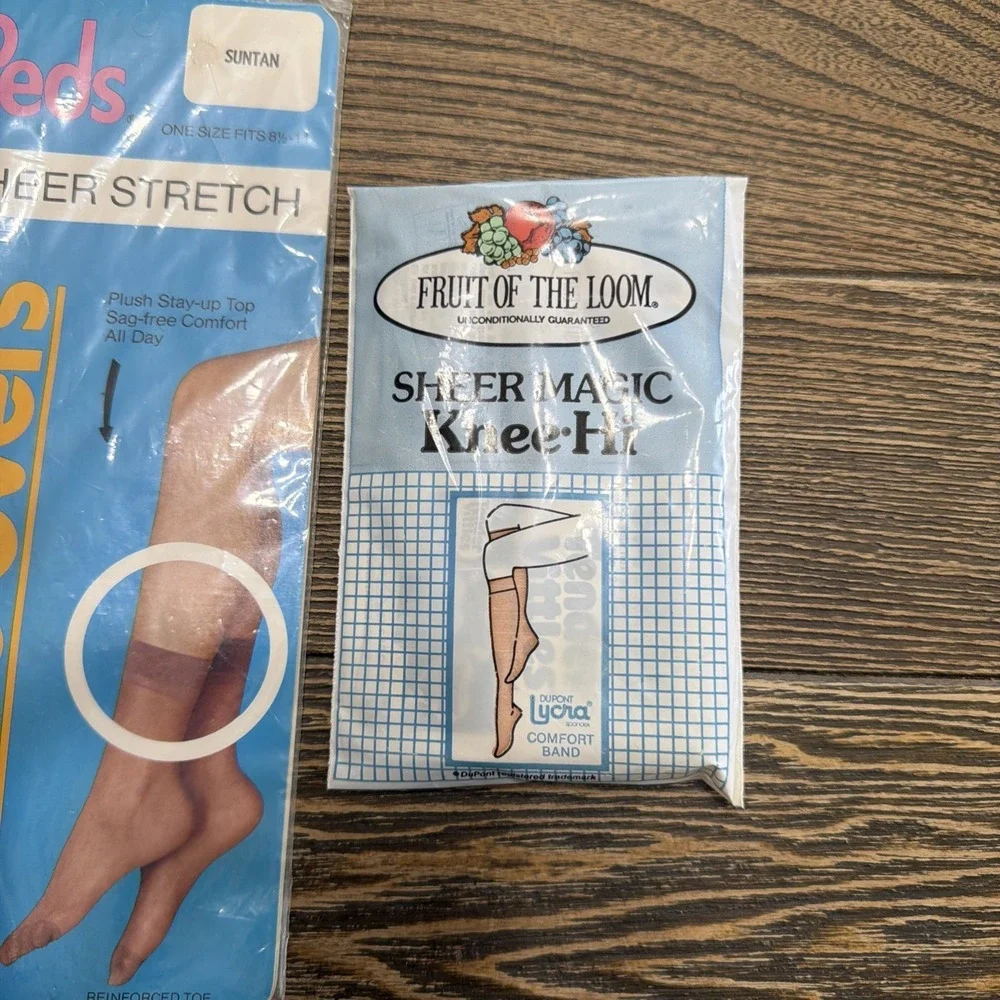 Vintage Pantyhose Stocking Knee Highs + Ankle  Lot of 3 Packs Nylon Dead Stock
